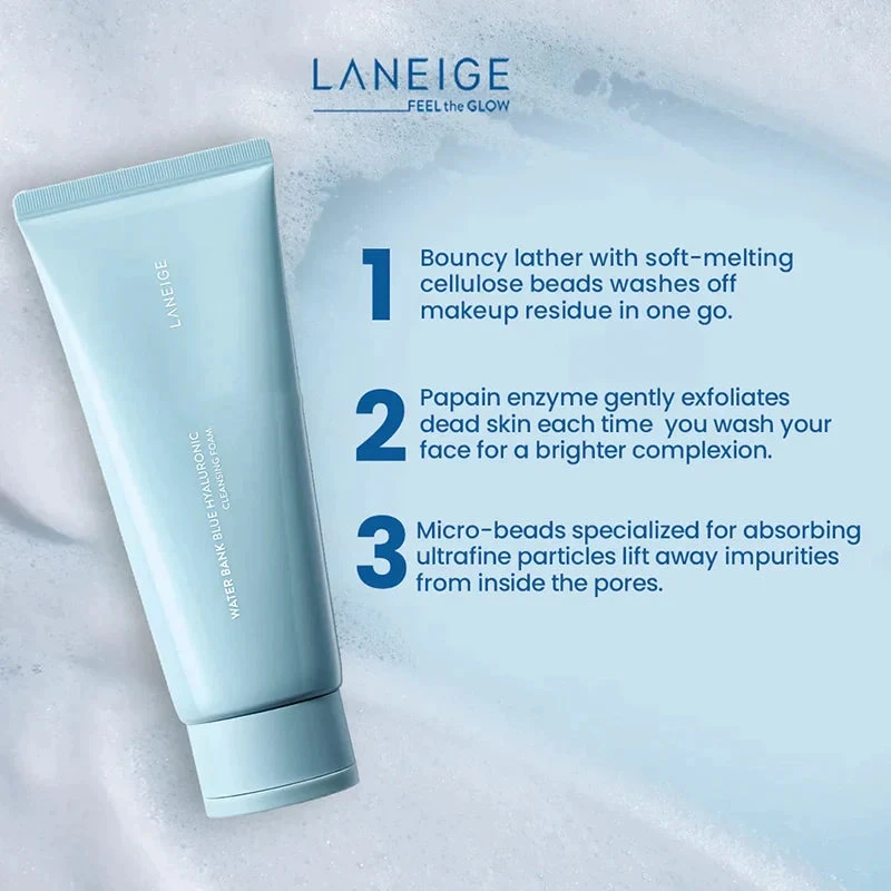 LANEIGE Water Bank Blue Hyaluronic Cleansing Foam 5 LANEIGE Water Bank Blue Hyaluronic Cleansing Foam - Image 5